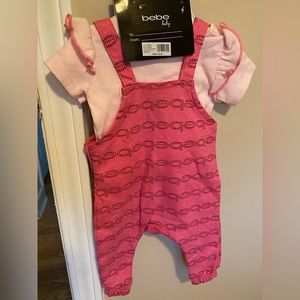 Le Bebe pink overall set, 3pieces